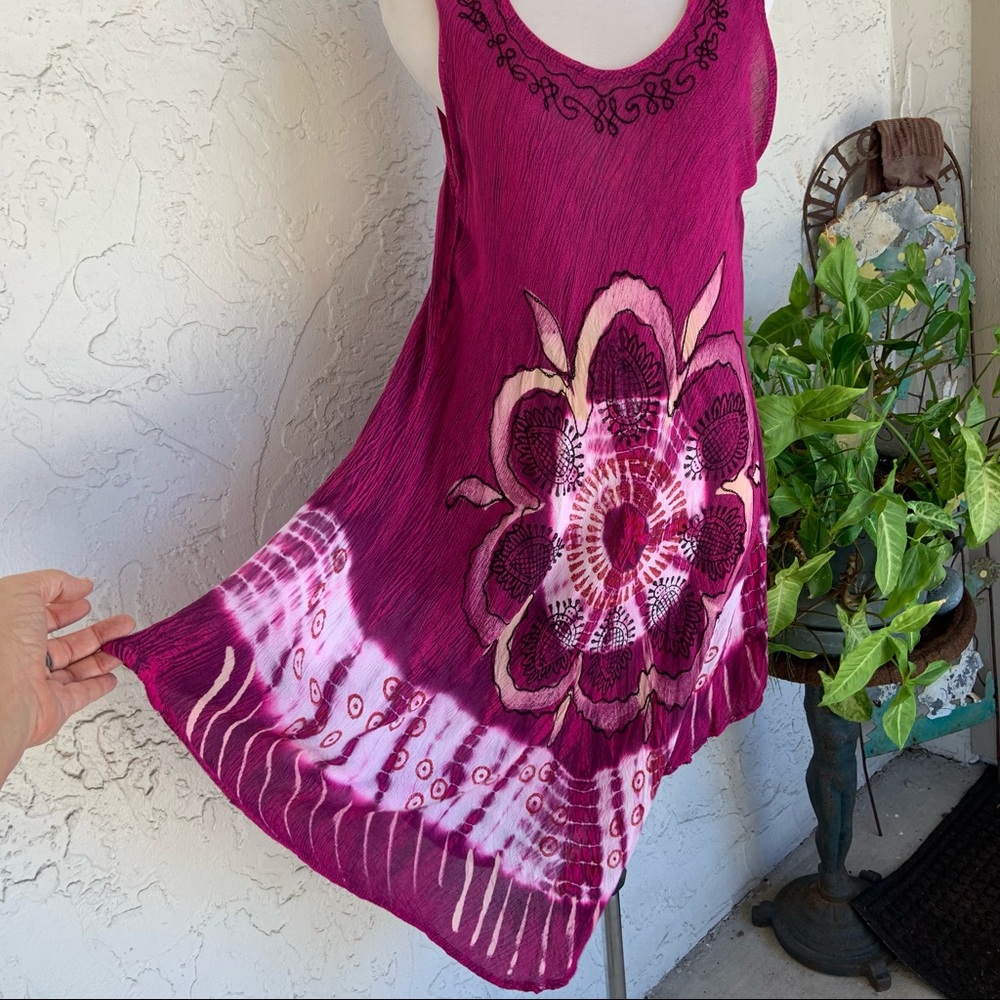 Plum Embroidered Batik Tie-Dyed JESSICA TAYLOR Dress